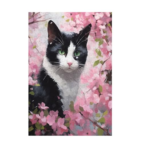 Puzzle 3000 Teile Kirschblüten Puzzle Katze DIY Kreative Holz Jigsaws für Erwachsene mit Geschenkbox Verpackung, Impossible Herausfordernde Familie Aktivität Spiele, Deko Wohnzimmer 81x122cm D-1397 von Wehsaeho