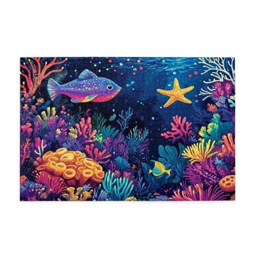 Puzzle 3000 Teile Meer Puzzle Fisch DIY Kreative Holz Jigsaws für Erwachsene mit Geschenkbox Verpackung, Impossible Herausfordernde Familie Aktivität Spiele, Deko Wohnzimmer Geschenke 81x122cm E-1438 von Wehsaeho