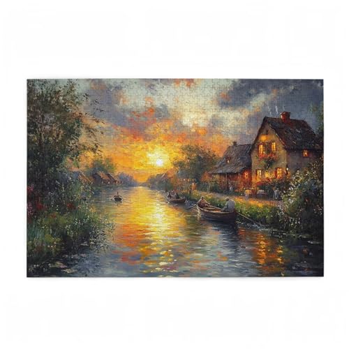 Puzzle 3000 Teile Meer Puzzle Sonnenuntergang DIY Kreative Holz Jigsaws für Erwachsene mit Geschenkbox Verpackung, Impossible Herausfordernde Familie Aktivität Spiele, Deko Wohnzimmer 81x122cm D-460 von Wehsaeho