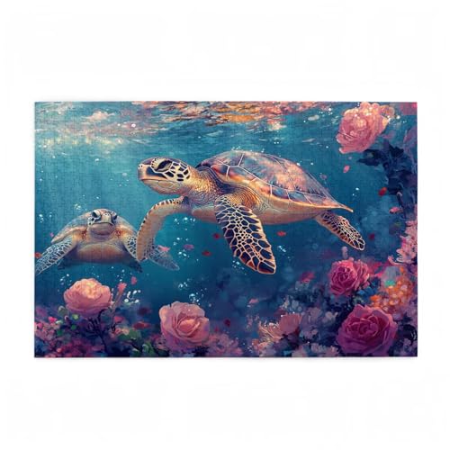 Puzzle 3000 Teile Meeresschildkröten Puzzle Blume DIY Kreative Holz Jigsaws für Erwachsene mit Geschenkbox Verpackung, Impossible Herausfordernde Familie Aktivität Spiele, Zimmer Deko 81x122cm D-462 von Wehsaeho