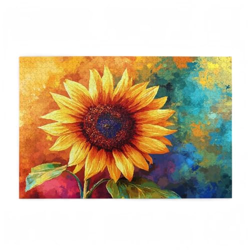 Puzzle 3000 Teile Sonnenblume Puzzle Farbe DIY Kreative Holz Jigsaws für Erwachsene mit Geschenkbox Verpackung, Impossible Herausfordernde Familie Aktivität Spiele, Deko Wohnzimmer 81x122cm D-322 von Wehsaeho