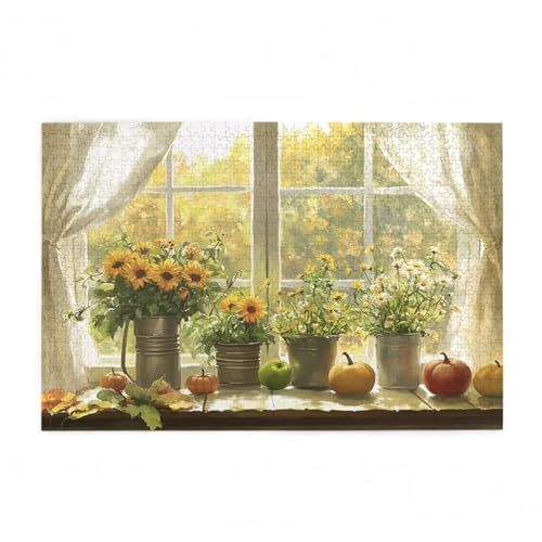 Puzzle 3000 Teile Sonnenblume Puzzle Fensterbank DIY Kreative Holz Jigsaws für Erwachsene mit Geschenkbox Verpackung, Impossible Herausfordernde Familie Aktivität Spiele, Zimmer Deko 81x122cm D-487 Puzzle 3000 Teile Sonnenblume Puzzle Fensterbank DIY Kreative Holz Jigsaws für Erwachsene mit Geschenkbox Verpackung, Impossible Herausfordernde Familie Aktivität Spiele, Zimmer Deko 81x122cm D-487 von Wehsaeho