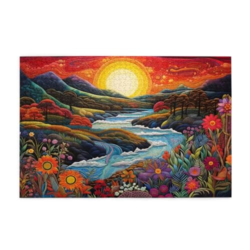 Puzzle 3000 Teile Sonnenuntergang Puzzle Blume DIY Kreative Holz Jigsaws für Erwachsene, Impossible Herausfordernde Familie Aktivität Spiele, Deko Wohnzimmer, Geschenke für Frauen 81x122cm E-871 von Wehsaeho