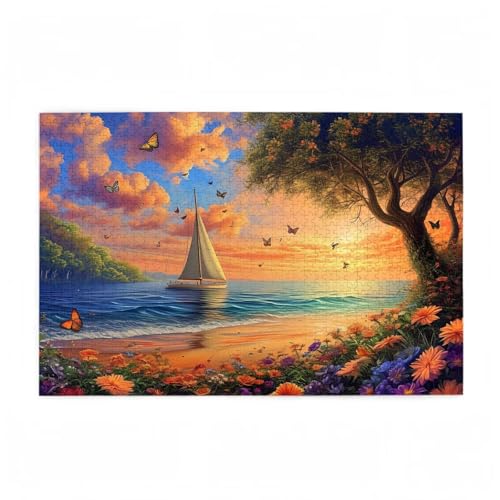Puzzle 3000 Teile Sonnenuntergang Puzzle Strand DIY Kreative Holz Jigsaws für Erwachsene mit Geschenkbox Verpackung, Impossible Herausfordernde Familie Aktivität Spiele, Deko Wohnzimmer 81x122cm D-23 von Wehsaeho