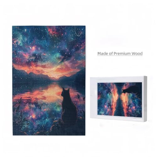 Puzzle 3000 Teile Sternenhimmel Puzzle Katze DIY Kreative Holz Jigsaws für Erwachsene mit Geschenkbox Verpackung, Impossible Herausfordernde Familie Aktivität Spiele, Deko Wohnzimmer 81x122cm D-901 von Wehsaeho