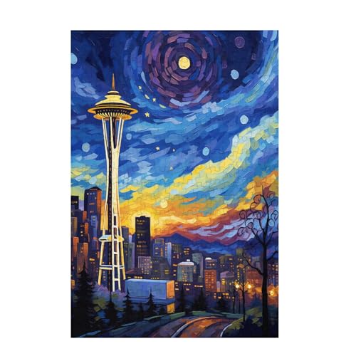 Puzzle 500 Teile Abstrakt Puzzle Landschaft DIY Kreative Holz Jigsaws für Erwachsene mit Geschenkbox Verpackung, Impossible Herausfordernde Familie Aktivität Spiele, Deko Wohnzimmer 52x38cm D-1736 von Wehsaeho