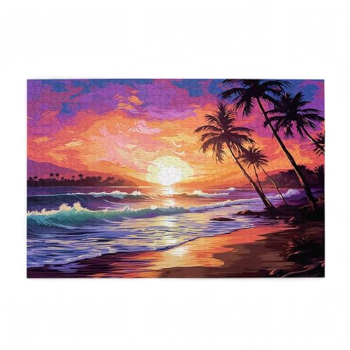 Puzzle 500 Teile Anlage Puzzle Sonnenuntergang DIY Kreative Holz Jigsaws für Erwachsene mit Geschenkbox Verpackung, Impossible Herausfordernde Familie Aktivität Spiele, Deko Wohnzimmer 52x38cm D-519 von Wehsaeho