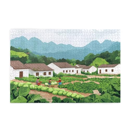Puzzle 500 Teile Bauernhof Puzzle Landschaft DIY Kreative Holz Jigsaws für Erwachsene, Impossible Herausfordernde Familie Aktivität Spiele, Deko Wohnzimmer, Geschenke für Frauen 52x38cm E-910 von Wehsaeho