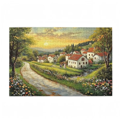 Puzzle 500 Teile Bauernhof Puzzle Landschaft DIY Kreative Holz Jigsaws für Erwachsene mit Geschenkbox Verpackung, Impossible Herausfordernde Familie Aktivität Spiele, Deko Wohnzimmer 52x38cm D-413 von Wehsaeho