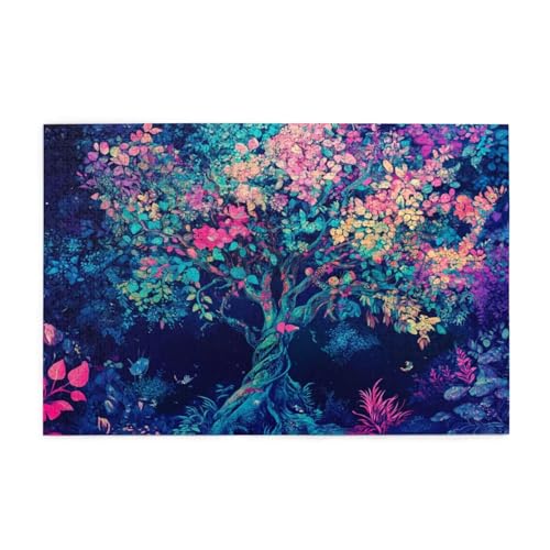 Puzzle 500 Teile Baum des Lebens Puzzle Farbe DIY Kreative Holz Jigsaws für Erwachsene, Impossible Herausfordernde Familie Aktivität Spiele, Deko Wohnzimmer, Geschenke für Frauen 52x38cm E-1666 von Wehsaeho