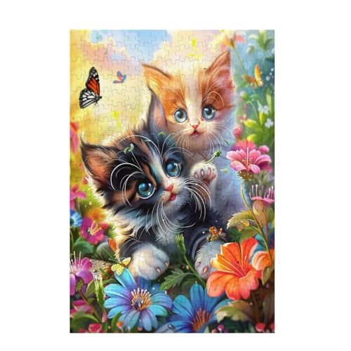 Puzzle 500 Teile Blume Puzzle Katze DIY Kreative Holz Jigsaws für Erwachsene mit Geschenkbox, Impossible Herausfordernde Familie Aktivität Spiele, Deko Wohnzimmer, Geschenke für Frauen 52x38cm D-1240 von Wehsaeho