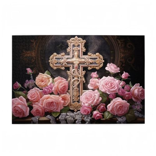Puzzle 500 Teile Blume Puzzle Kreuzen DIY Kreative Holz Jigsaws für Erwachsene mit Geschenkbox, Impossible Herausfordernde Familie Aktivität Spiele, Deko Wohnzimmer, Geschenke für Frauen 52x38cm D-515 von Wehsaeho