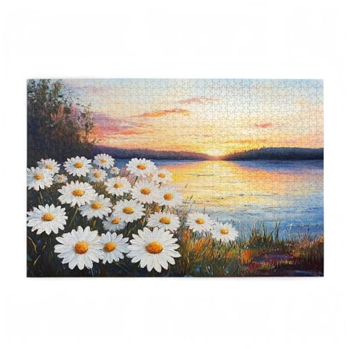 Puzzle 500 Teile Blume Puzzle Sonnenuntergang DIY Kreative Holz Jigsaws für Erwachsene mit Geschenkbox Verpackung, Impossible Herausfordernde Familie Aktivität Spiele, Deko Wohnzimmer 52x38cm D-321 von Wehsaeho