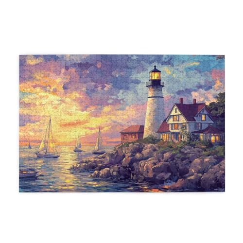 Puzzle 500 Teile Boot Puzzle Sonnenuntergang DIY Kreative Holz Jigsaws für Erwachsene, Impossible Herausfordernde Familie Aktivität Spiele, Deko Wohnzimmer, Geschenke für Frauen 52x38cm E-736 von Wehsaeho
