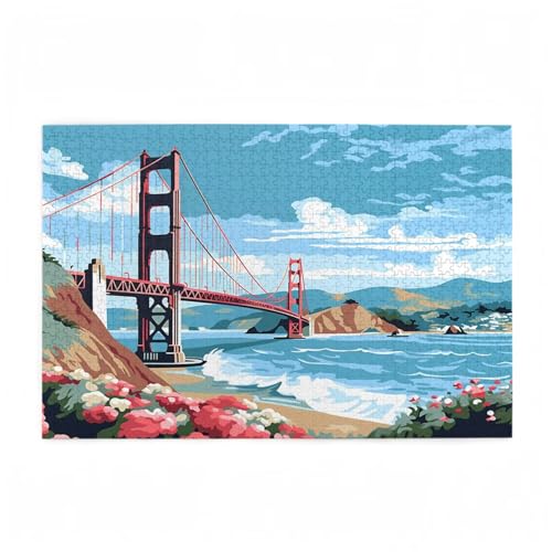 Puzzle 500 Teile Brücke Puzzle Meer DIY Kreative Holz Jigsaws für Erwachsene mit Geschenkbox Verpackung, Impossible Herausfordernde Familie Aktivität Spiele, Geschenke für Frauen 52x38cm D-740 von Wehsaeho