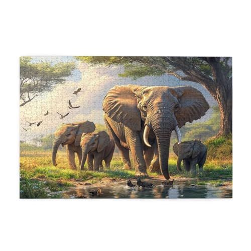 Puzzle 500 Teile Elefant Puzzle Baum DIY Kreative Holz Jigsaws für Erwachsene mit Geschenkbox Verpackung, Impossible Herausfordernde Familie Aktivität Spiele, Deko Wohnzimmer Geschenke 52x38cm E-797 von Wehsaeho