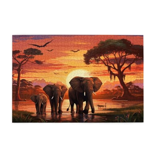 Puzzle 500 Teile Elefant Puzzle Sonnenuntergang DIY Kreative Holz Jigsaws für Erwachsene, Impossible Herausfordernde Familie Aktivität Spiele, Deko Wohnzimmer, Geschenke für Frauen 52x38cm E-85 Puzzle 500 Teile Elefant Puzzle Sonnenuntergang DIY Kreative Holz Jigsaws für Erwachsene, Impossible Herausfordernde Familie Aktivität Spiele, Deko Wohnzimmer, Geschenke für Frauen 52x38cm E-85 von Wehsaeho