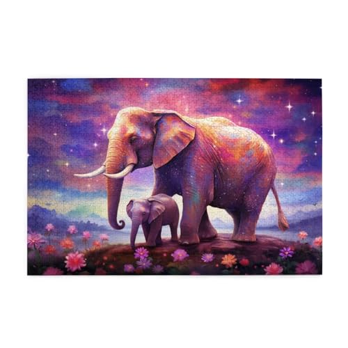 Puzzle 500 Teile Elefant Puzzle Sternenhimmel DIY Kreative Holz Jigsaws für Erwachsene, Impossible Herausfordernde Familie Aktivität Spiele, Deko Wohnzimmer, Geschenke für Frauen 52x38cm E-345 von Wehsaeho