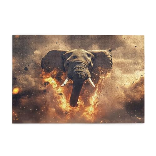 Puzzle 500 Teile Elefant Puzzle Tier DIY Kreative Holz Jigsaws für Erwachsene mit Geschenkbox Verpackung, Impossible Herausfordernde Familie Aktivität Spiele, Deko Wohnzimmer Geschenke 52x38cm E-288 von Wehsaeho
