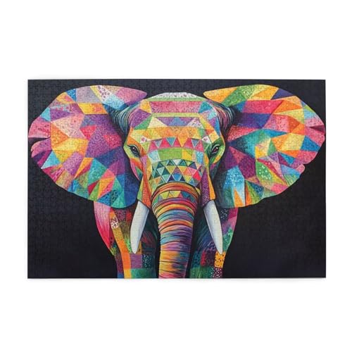 Puzzle 500 Teile Elefant Puzzle Tier DIY Kreative Holz Jigsaws für Erwachsene mit Geschenkbox Verpackung, Impossible Herausfordernde Familie Aktivität Spiele, Deko Wohnzimmer Geschenke 52x38cm E-880 von Wehsaeho