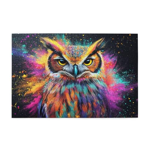 Puzzle 500 Teile Eule Puzzle Tier DIY Kreative Holz Jigsaws für Erwachsene mit Geschenkbox Verpackung, Impossible Herausfordernde Familie Aktivität Spiele, Deko Wohnzimmer Geschenke 52x38cm E-260 von Wehsaeho