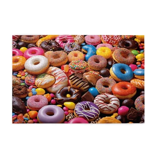 Puzzle 500 Teile Farbe Puzzle Krapfen DIY Kreative Holz Jigsaws für Erwachsene mit Geschenkbox Verpackung, Impossible Herausfordernde Familie Aktivität Spiele, Deko Wohnzimmer Geschenke 52x38cm E-896 von Wehsaeho