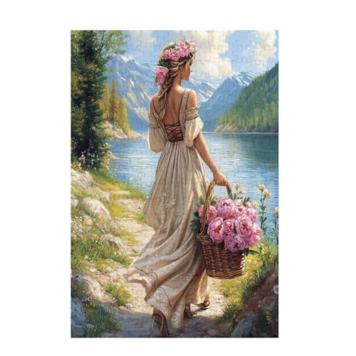 Puzzle 500 Teile Frau Puzzle Berg DIY Kreative Holz Jigsaws für Erwachsene mit Geschenkbox Verpackung, Impossible Herausfordernde Familie Aktivität Spiele, Wohnzimmer Deko Geschenke 52x38cm D-896 von Wehsaeho