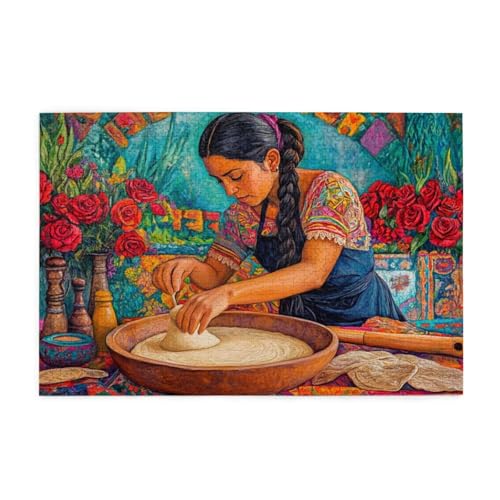 Puzzle 500 Teile Frau Puzzle Blume DIY Kreative Holz Jigsaws für Erwachsene mit Geschenkbox Verpackung, Impossible Herausfordernde Familie Aktivität Spiele, Deko Wohnzimmer Geschenke 52x38cm E-720 von Wehsaeho