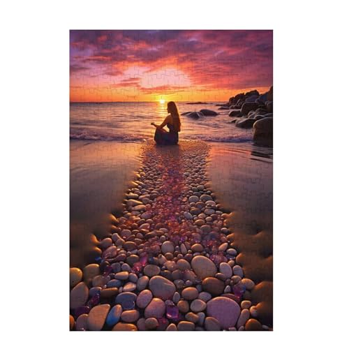 Puzzle 500 Teile Frau Puzzle Meditation DIY Kreative Holz Jigsaws für Erwachsene mit Geschenkbox Verpackung, Impossible Herausfordernde Familie Aktivität Spiele, Deko Wohnzimmer 52x38cm D-1491 von Wehsaeho