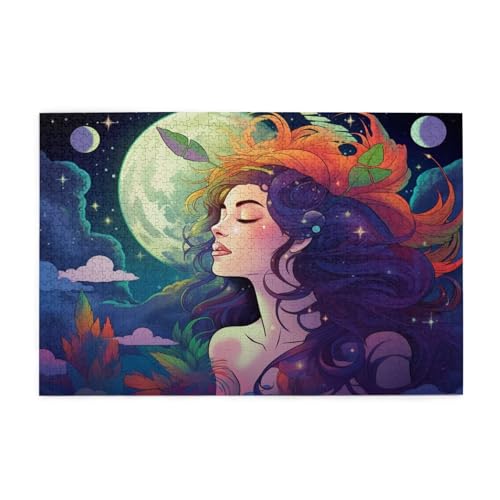 Puzzle 500 Teile Frau Puzzle Sternenhimmel DIY Kreative Holz Jigsaws für Erwachsene, Geschenkbox Verpackung, Impossible Herausfordernde Familie Aktivität Spiele, Deko Wohnzimmer 52x38cm E-284 von Wehsaeho