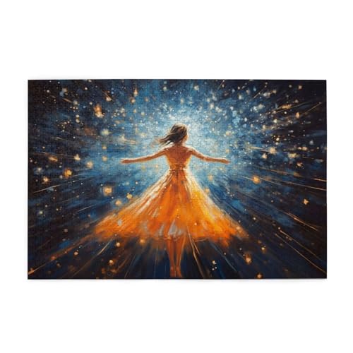 Puzzle 500 Teile Frau Puzzle Sternenhimmel DIY Kreative Holz Jigsaws für Erwachsene mit Geschenkbox Verpackung, Impossible Herausfordernde Familie Aktivität Spiele, Wanddeko Geschenke 52x38cm E-1025 von Wehsaeho