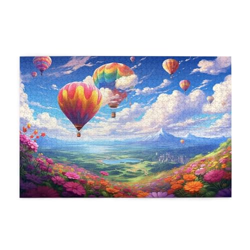 Puzzle 500 Teile Heißluftballon Puzzle Berg DIY Kreative Holz Jigsaws für Erwachsene mit Geschenkbox Verpackung, Impossible Herausfordernde Familie Aktivität Spiele, Wanddeko Geschenke 52x38cm E-755 von Wehsaeho