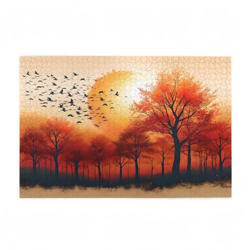 Puzzle 500 Teile Herbst Puzzle Bird DIY Kreative Holz Jigsaws für Erwachsene mit Geschenkbox Verpackung, Impossible Herausfordernde Familie Aktivität Spiele, Wohnzimmer Deko Geschenke 52x38cm D-30 von Wehsaeho