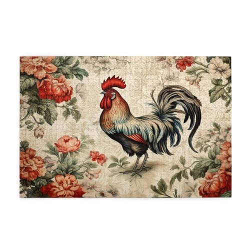 Puzzle 500 Teile Huhn Puzzle Blume DIY Kreative Holz Jigsaws für Erwachsene mit Geschenkbox Verpackung, Impossible Herausfordernde Familie Aktivität Spiele, Deko Wohnzimmer Geschenke 52x38cm E-905 von Wehsaeho