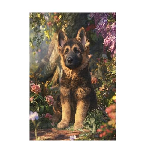 Puzzle 500 Teile Hund Puzzle Blume DIY Kreative Holz Jigsaws für Erwachsene mit Geschenkbox Verpackung, Impossible Herausfordernde Familie Aktivität Spiele, Wohnzimmer Deko Geschenke 52x38cm D-858 von Wehsaeho