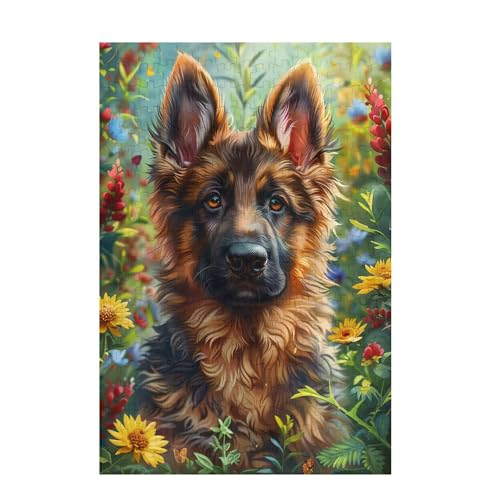 Puzzle 500 Teile Hund Puzzle Blume DIY Kreative Holz Jigsaws für Erwachsene mit Geschenkbox Verpackung, Impossible Herausfordernde Familie Aktivität Spiele, Wohnzimmer Deko Geschenke 52x38cm D-977 von Wehsaeho