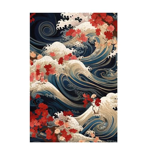 Puzzle 500 Teile Japan Puzzle Wellen DIY Kreative Holz Jigsaws für Erwachsene mit Geschenkbox, Impossible Herausfordernde Familie Aktivität Spiele, Deko Wohnzimmer, Geschenke für Frauen 52x38cm D-1531 von Wehsaeho