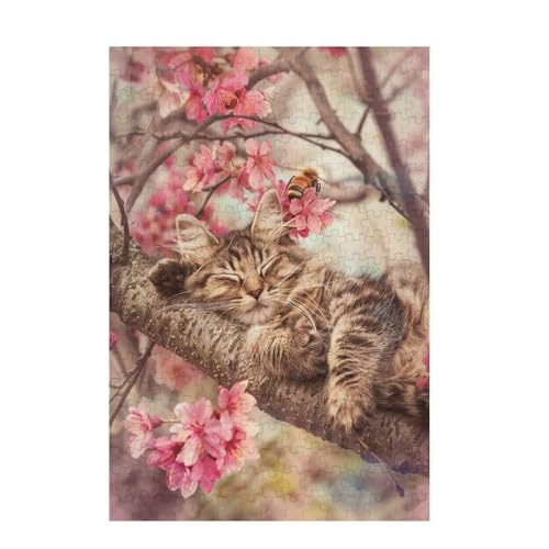 Puzzle 500 Teile Katze Puzzle Baum DIY Kreative Holz Jigsaws für Erwachsene mit Geschenkbox Verpackung, Impossible Herausfordernde Familie Aktivität Spiele, Geschenke für Frauen 52x38cm D-1244 von Wehsaeho