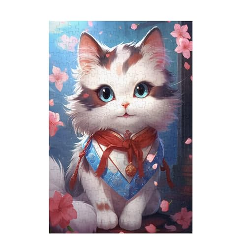 Puzzle 500 Teile Katze Puzzle Blume DIY Kreative Holz Jigsaws für Erwachsene mit Geschenkbox Verpackung, Impossible Herausfordernde Familie Aktivität Spiele, Geschenke für Frauen 52x38cm D-833 von Wehsaeho