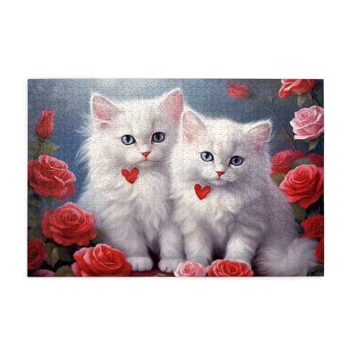 Puzzle 500 Teile Katze Puzzle Herz DIY Kreative Holz Jigsaws für Erwachsene mit Geschenkbox Verpackung, Impossible Herausfordernde Familie Aktivität Spiele, Deko Wohnzimmer Geschenke 52x38cm E-123 von Wehsaeho