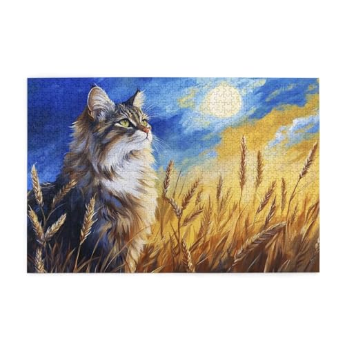 Puzzle 500 Teile Katze Puzzle Sternenhimmel DIY Kreative Holz Jigsaws für Erwachsene mit Geschenkbox Verpackung, Impossible Herausfordernde Familie Aktivität Spiele, Wanddeko Geschenke 52x38cm E-788 von Wehsaeho