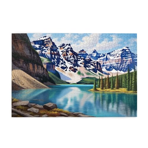 Puzzle 500 Teile Landschaft Puzzle Berg DIY Kreative Holz Jigsaws für Erwachsene, Geschenkbox Verpackung, Impossible Herausfordernde Familie Aktivität Spiele, Deko Wohnzimmer Geschenke 52x38cm E-664 von Wehsaeho