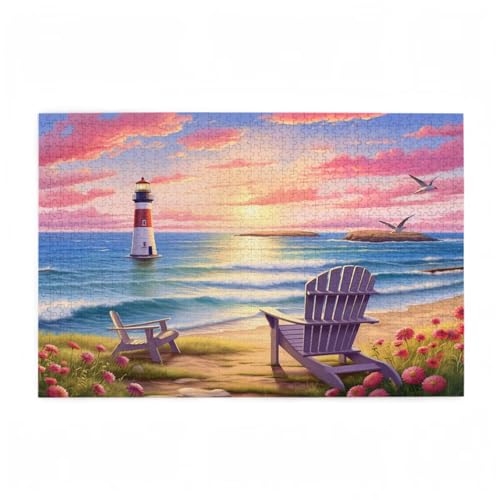 Puzzle 500 Teile Landschaft Puzzle Strand DIY Kreative Holz Jigsaws für Erwachsene mit Geschenkbox Verpackung, Impossible Herausfordernde Familie Aktivität Spiele, Deko Wohnzimmer 52x38cm D-521 von Wehsaeho