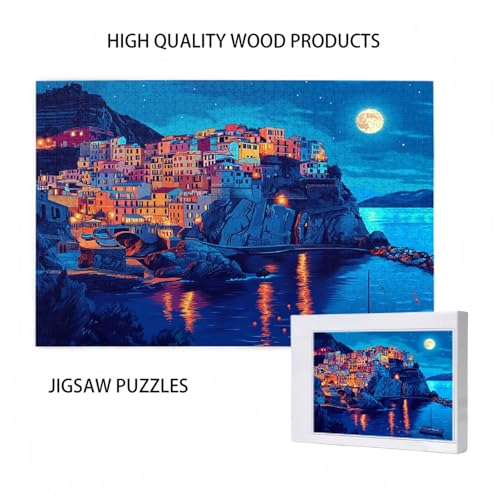 Puzzle 500 Teile Mond Puzzle Meer DIY Kreative Holz Jigsaws für Erwachsene mit Geschenkbox Verpackung, Impossible Herausfordernde Familie Aktivität Spiele, Wohnzimmer Deko Geschenke 52x38cm D-501 von Wehsaeho