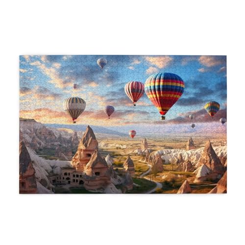 Puzzle 500 Teile Natürliche Landschaft Puzzle Heißluftballon DIY Kreative Holz Jigsaws für Erwachsene, Geschenkbox Verpackung, Herausfordernde Familie Aktivität Spiele, Deko Wohnzimmer 52x38cm E-941 von Wehsaeho