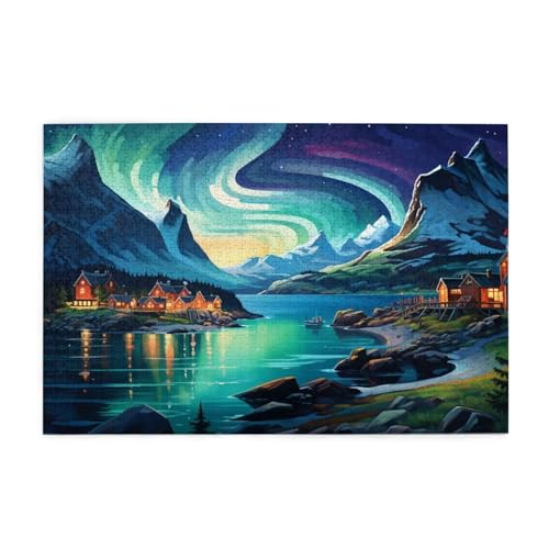 Puzzle 500 Teile Nordlicht Puzzle Berg DIY Kreative Holz Jigsaws für Erwachsene mit Geschenkbox Verpackung, Impossible Herausfordernde Familie Aktivität Spiele, Deko Wohnzimmer Geschenke 52x38cm E-465 Puzzle 500 Teile Nordlicht Puzzle Berg DIY Kreative Holz Jigsaws für Erwachsene mit Geschenkbox Verpackung, Impossible Herausfordernde Familie Aktivität Spiele, Deko Wohnzimmer Geschenke 52x38cm E-465 von Wehsaeho
