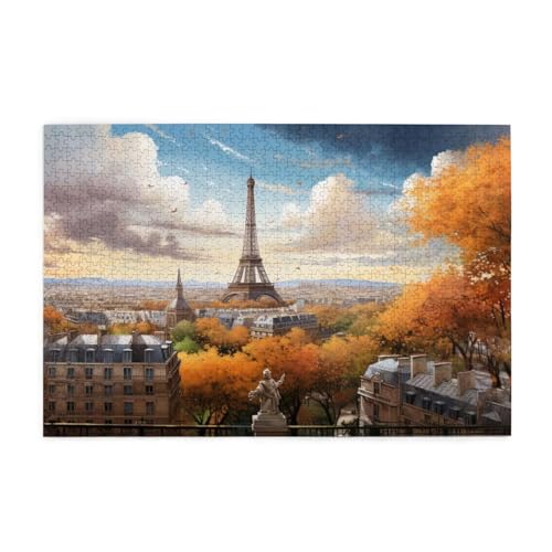Puzzle 500 Teile Paris Puzzle Landschaft DIY Kreative Holz Jigsaws für Erwachsene, Geschenkbox Verpackung, Impossible Herausfordernde Familie Aktivität Spiele, Deko Wohnzimmer Geschenke 52x38cm E-709 von Wehsaeho