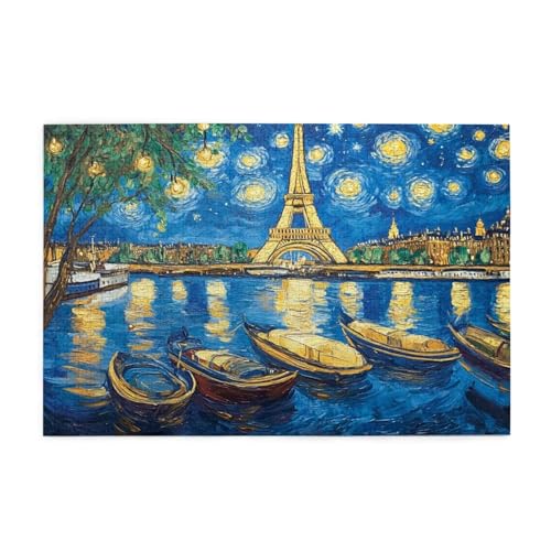 Puzzle 500 Teile Paris Puzzle Sternenhimmel DIY Kreative Holz Jigsaws für Erwachsene, Impossible Herausfordernde Familie Aktivität Spiele, Deko Wohnzimmer, Geschenke für Frauen 52x38cm E-1140 von Wehsaeho