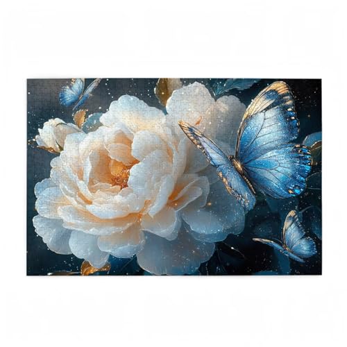 Puzzle 500 Teile Pfingstrose Puzzle Schmetterling DIY Kreative Holz Jigsaws für Erwachsene mit Geschenkbox Verpackung, Impossible Herausfordernde Familie Aktivität Spiele, Zimmer Deko 52x38cm D-419 von Wehsaeho