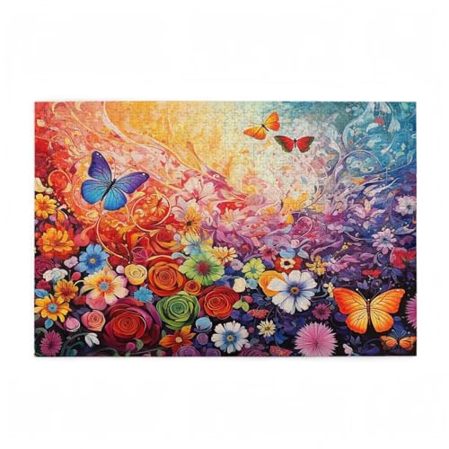 Puzzle 500 Teile Schmetterling Puzzle Blume DIY Kreative Holz Jigsaws für Erwachsene mit Geschenkbox Verpackung, Impossible Herausfordernde Familie Aktivität Spiele, Deko Wohnzimmer 52x38cm D-190 von Wehsaeho